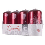 Świeca słupek DONAU HOME Standard Lakier, 50x100mm, 4 szt., czerwony metaliczny połysk