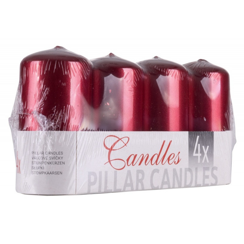 Świeca słupek DONAU HOME Standard Lakier, 50x100mm, 4 szt., czerwony metaliczny połysk