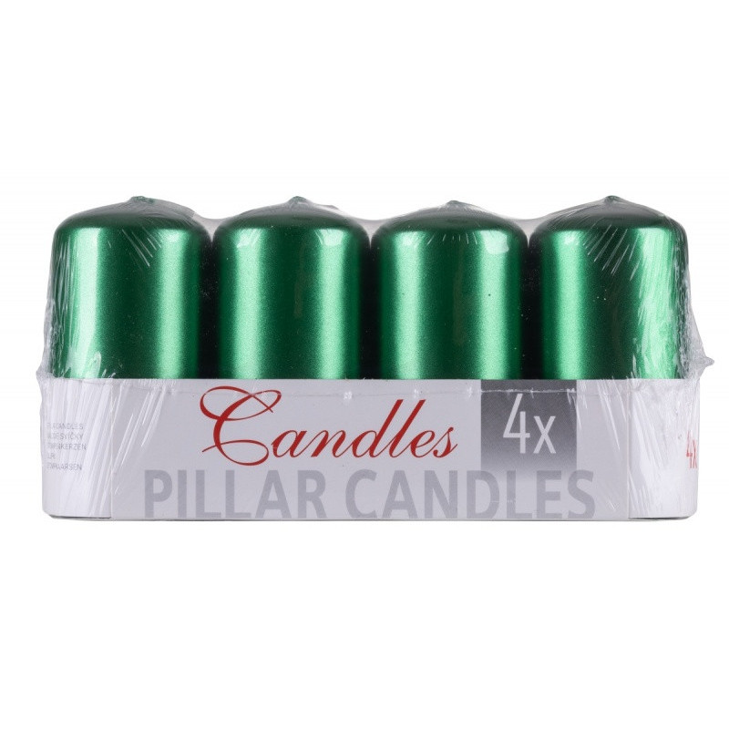 Świeca słupek DONAU HOME Standard Lakier, 50x100mm, 4 szt., zielony metaliczny połysk