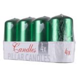 Świeca słupek DONAU HOME Standard Lakier, 50x100mm, 4 szt., zielony metaliczny połysk