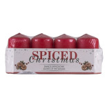Świeca słupek DONAU HOME Spiced Christmas, 40x70mm, 4 szt., ciastka korzenne, czerwony