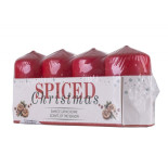 Świeca słupek DONAU HOME Spiced Christmas, 40x70mm, 4 szt., ciastka korzenne, czerwony