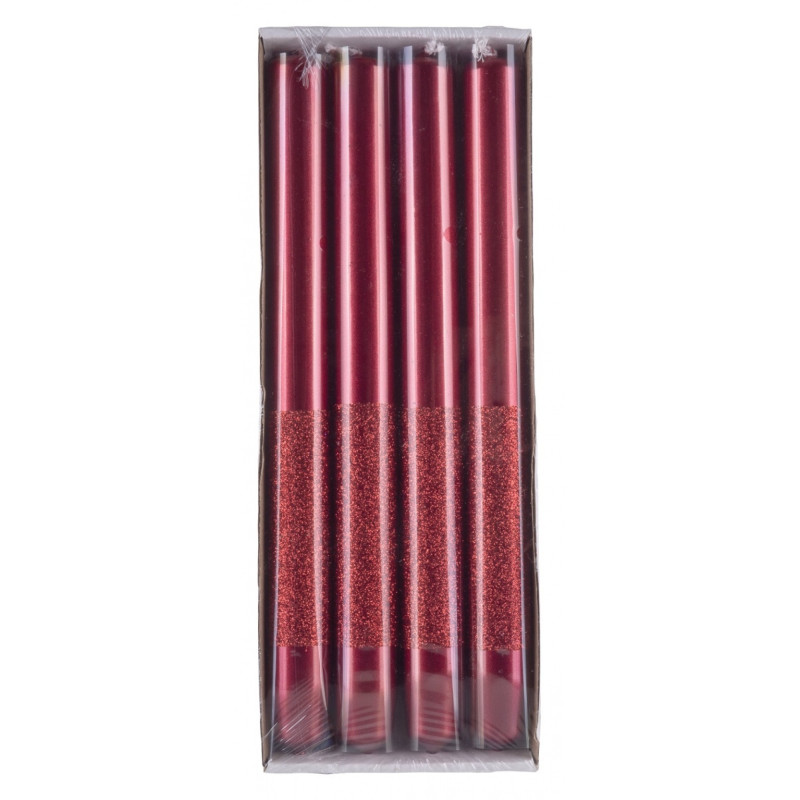 Świeca stołowa DONAU HOME Onyx, 22x250mm, 4 szt., czerwony