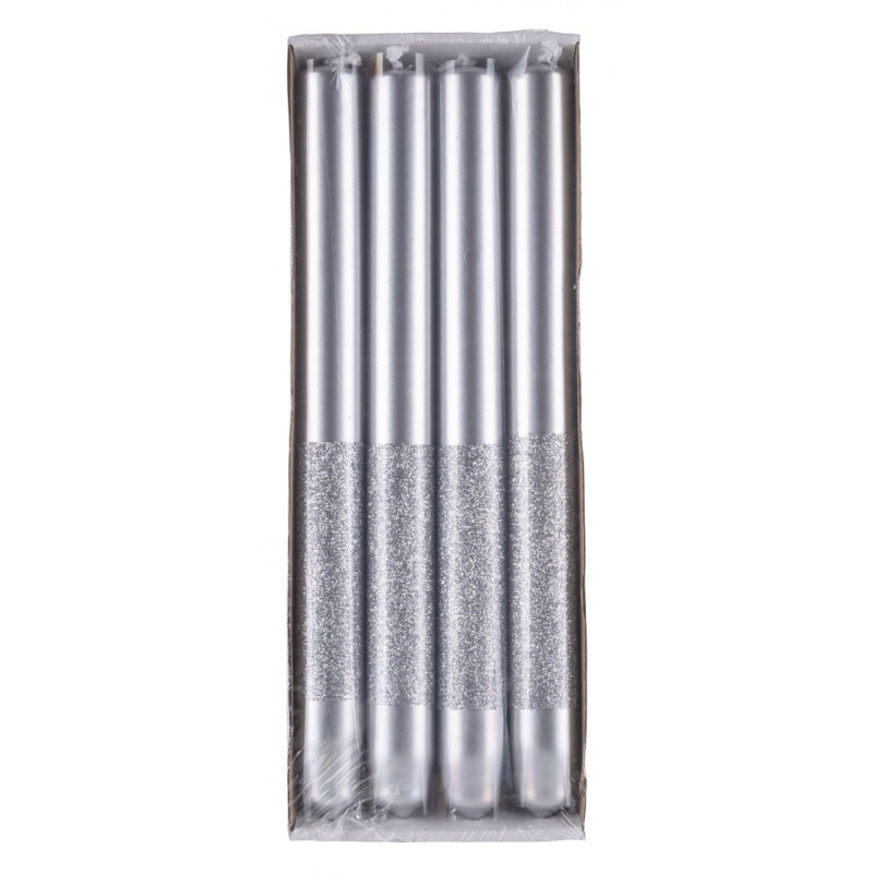 Świeca stołowa DONAU HOME Onyx, 22x250mm, 4 szt., srebrny