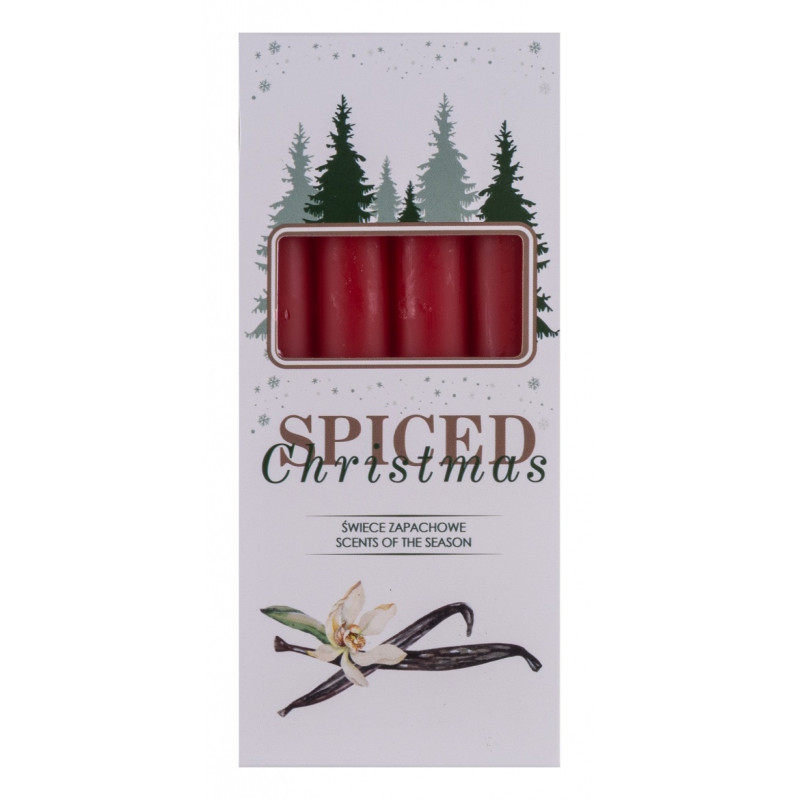 Świeca stołowa DONAU HOME Spiced Christmas, 20x170mm, 4 szt., wanilia, czerwony