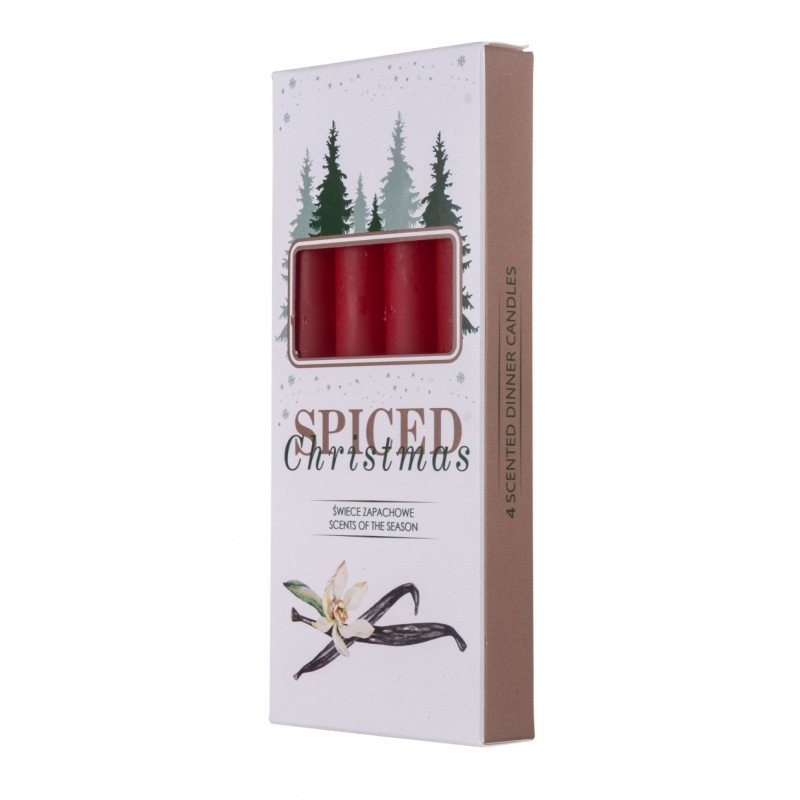 Świeca stołowa DONAU HOME Spiced Christmas, 20x170mm, 4 szt., wanilia, czerwony