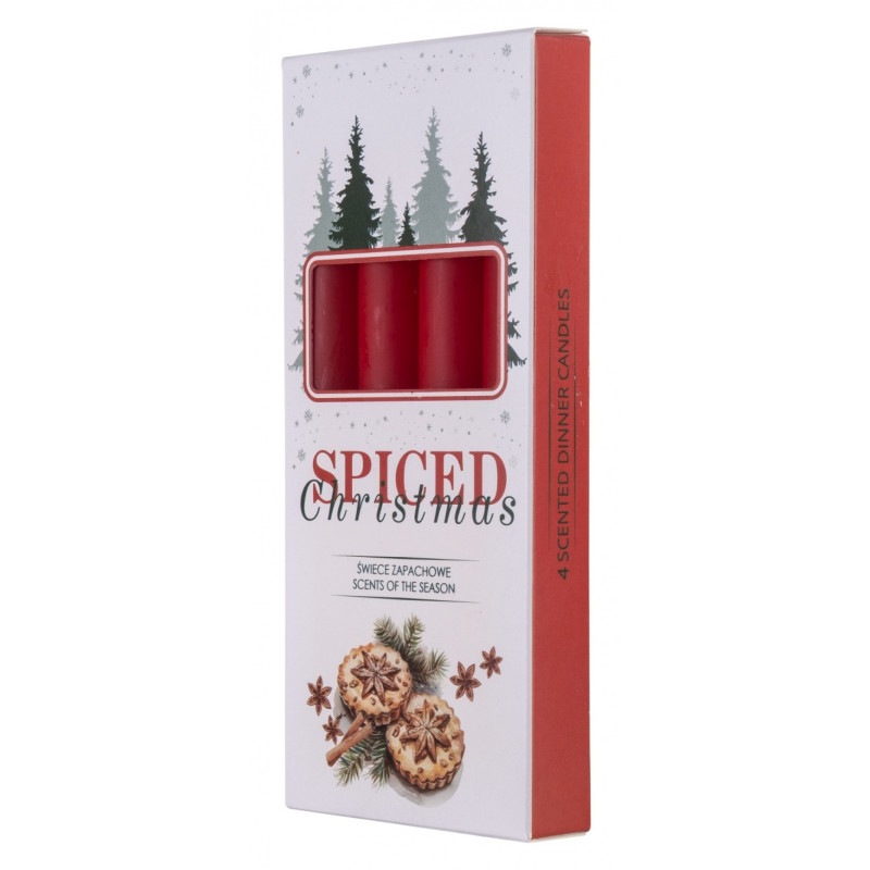 Świeca stołowa DONAU HOME Spiced Christmas, 20x170mm, 4 szt., ciastka korzenne, czerwony