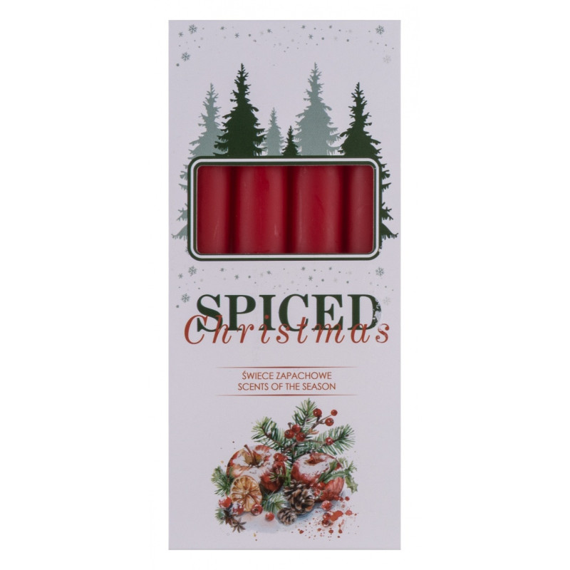 Świeca stołowa DONAU HOME Spiced Christmas, 20x170mm, 4 szt., jabłko z cynamonem, czerwony