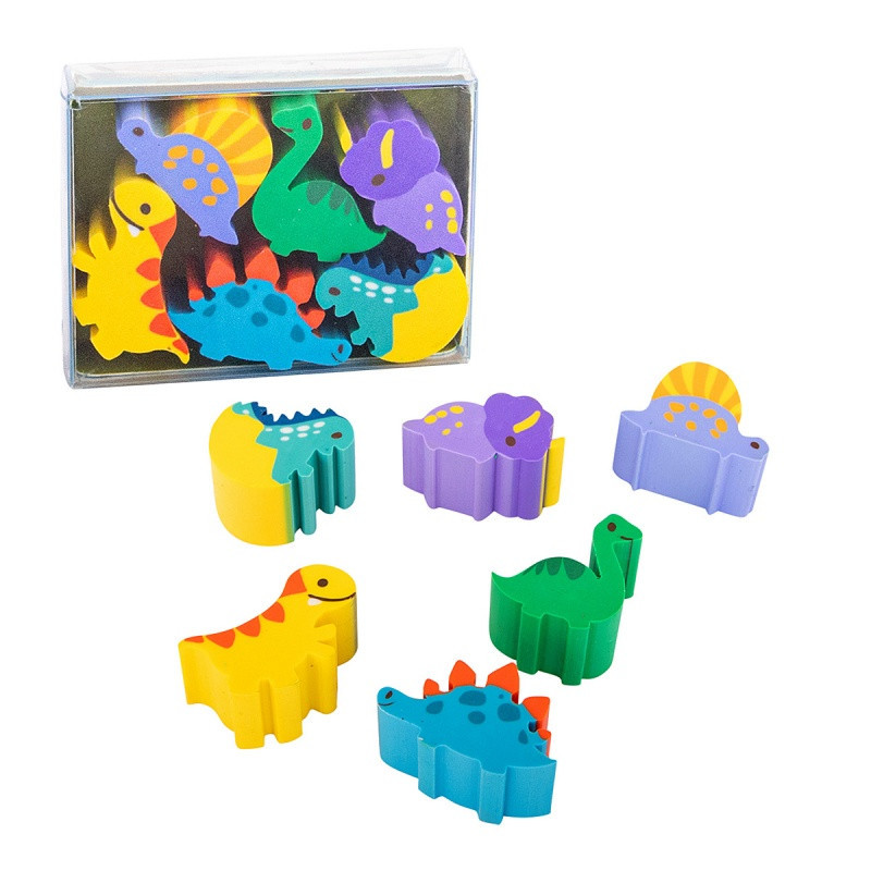 Gumki do ścierania TRENDHAUS ER, dino i kosmos, zestaw 6 szt., mix kolorów