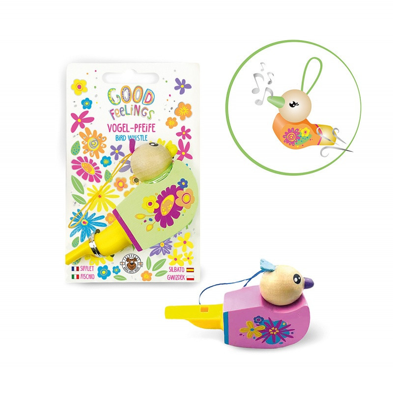 Gwizdek drewniany TRENDHAUS GFH, ptaszek, mix kolorów