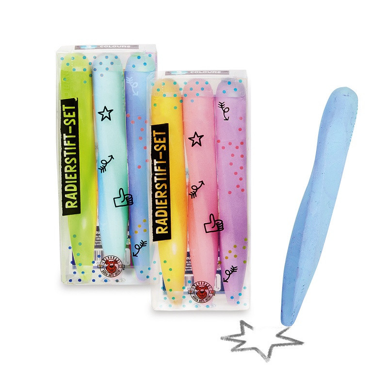 Gumki do ścierania Twist TRENDHAUS BTS, zestaw 3 szt., mix kolorów