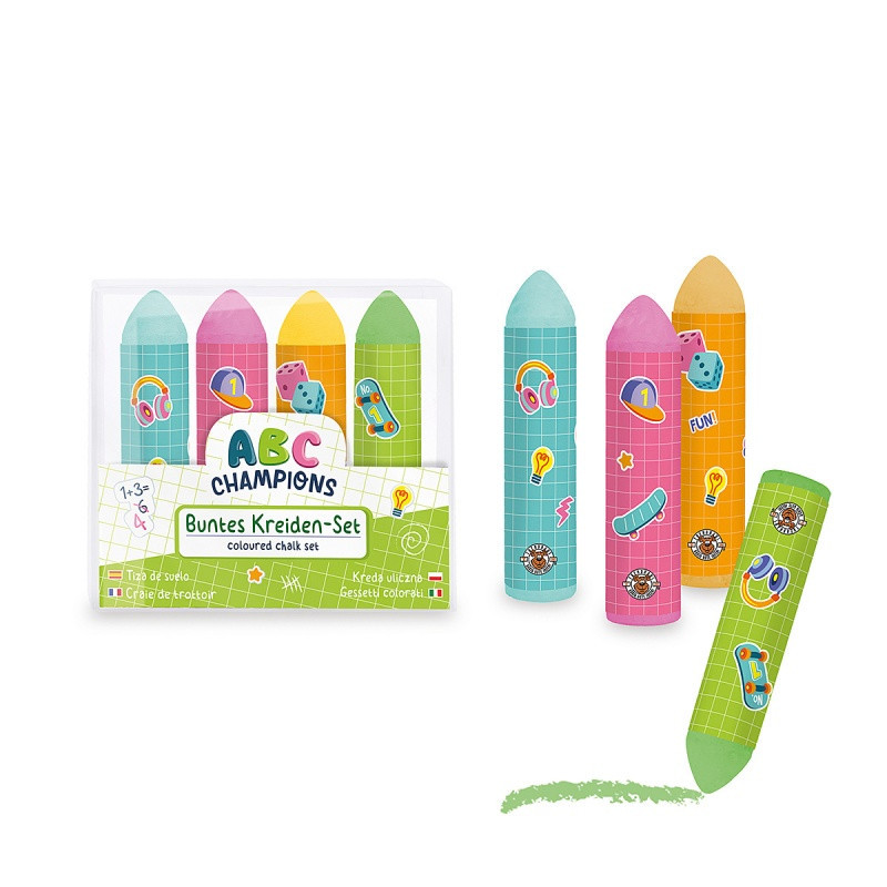 Kreda uliczna TRENDHAUS ABC-5, zestaw 4 szt., mix kolorów