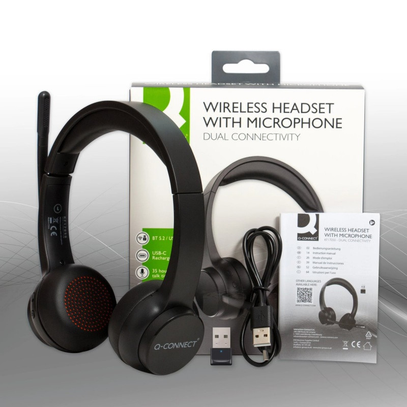 Słuchawki bezprzewodowe Q-CONNECT, z mikrofonem, czarne
