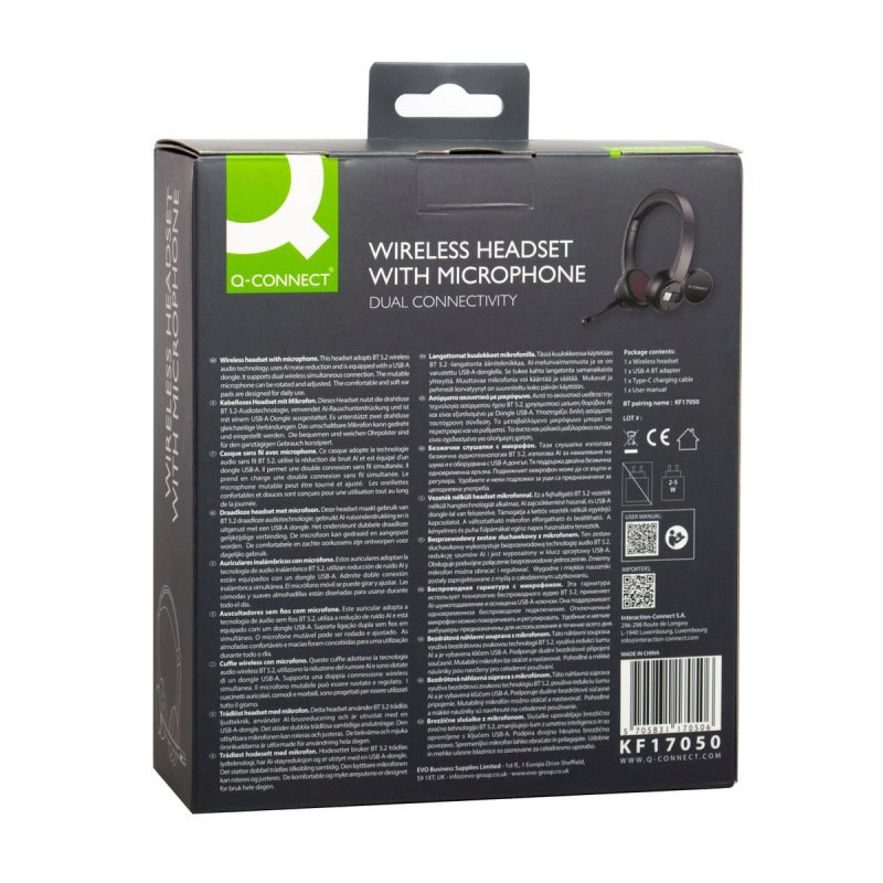 Słuchawki bezprzewodowe Q-CONNECT, z mikrofonem, czarne