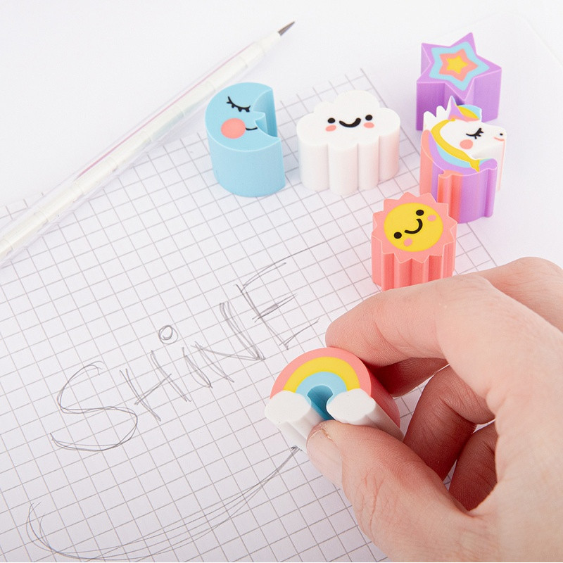 Gumki jednorożec i cukierki TRENDHAUS ER, zestaw 6 sztuk, mix kolorów