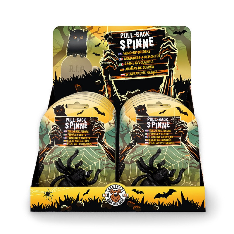 Nakręcany pająk TRENDHAUS ZZ, 6,5 × 6,5 cm, czarny