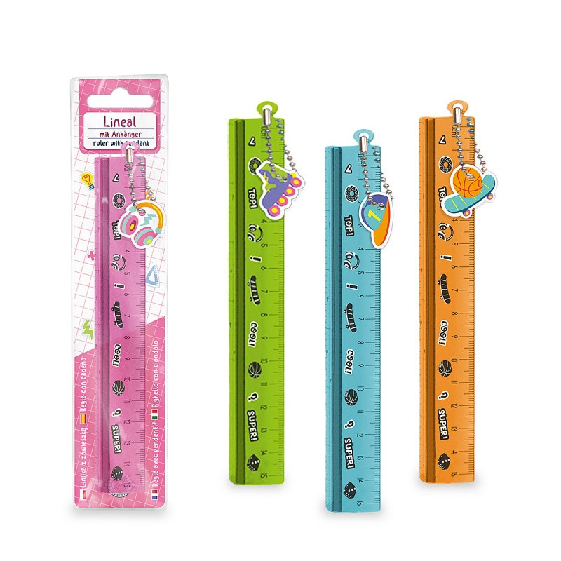 Linijka z zawieszką TRENDHAUS ABC-5, 15 cm, mix kolorów