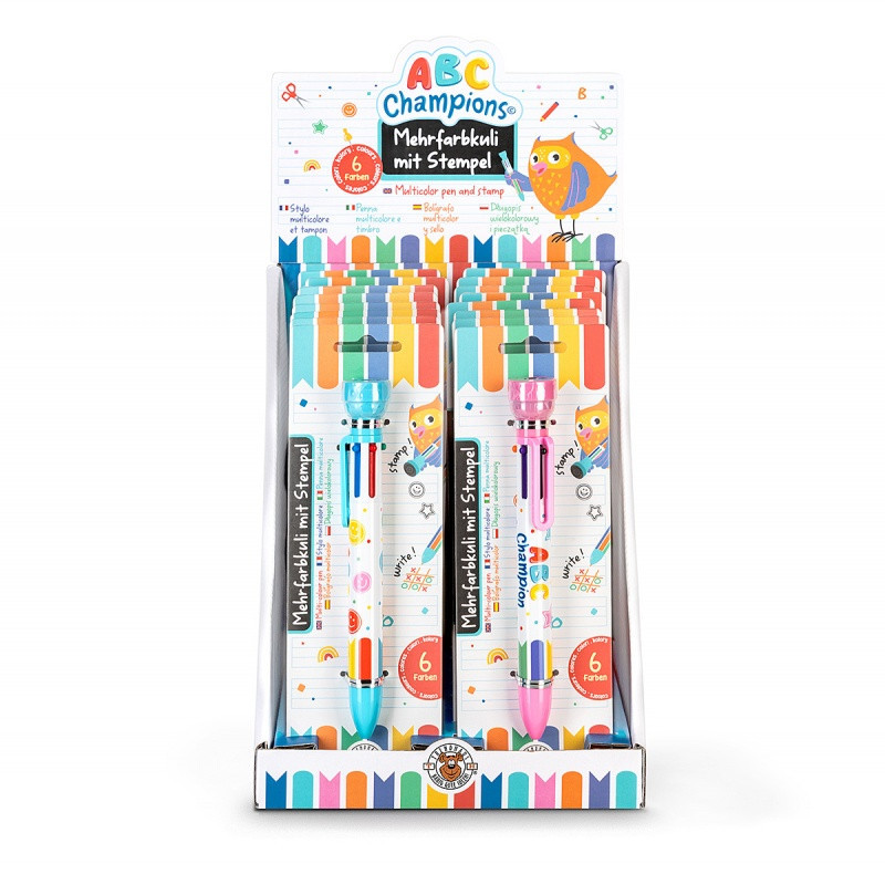 Długopis 6-kolorowy ze stemplem TRENDHAUS ABC Champions, mix kolorów