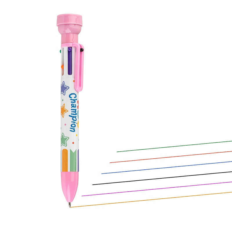 Długopis 6-kolorowy ze stemplem TRENDHAUS ABC Champions, mix kolorów