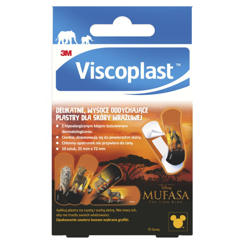 Plastry dziecięce VISCOPLAST-3M, Mufasa Król Lew, 72x25 mm, 10 szt., pudełko