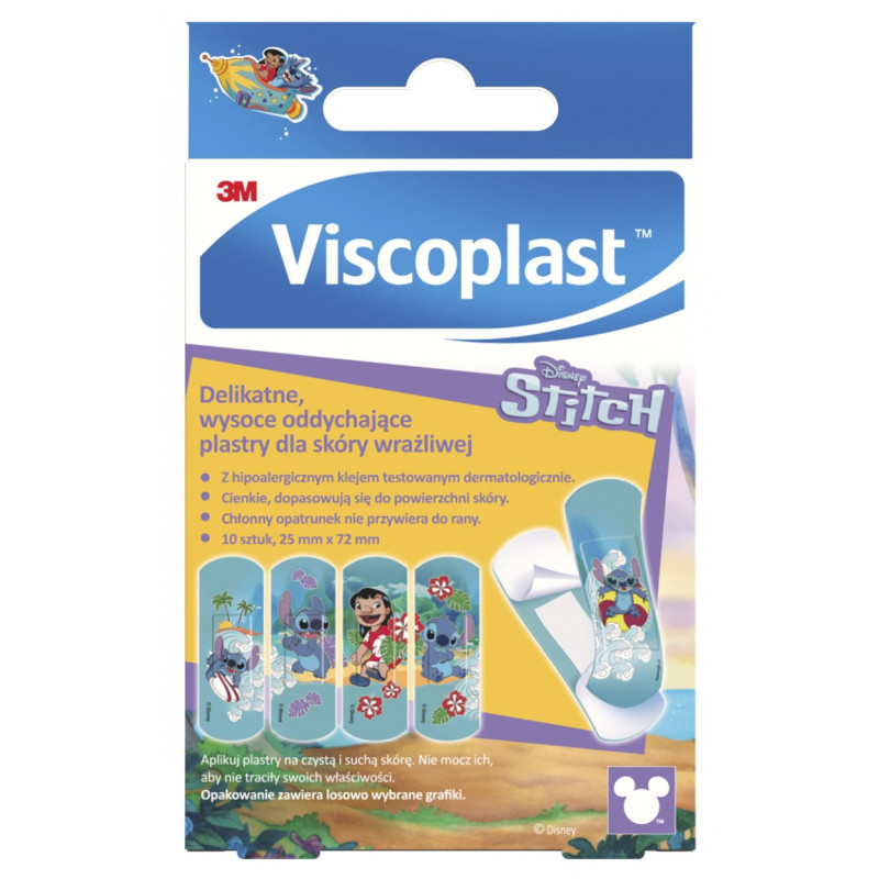 Plastry dziecięce VISCOPLAST-3M, Stitch, 72x25 mm, 10 szt., pudełko