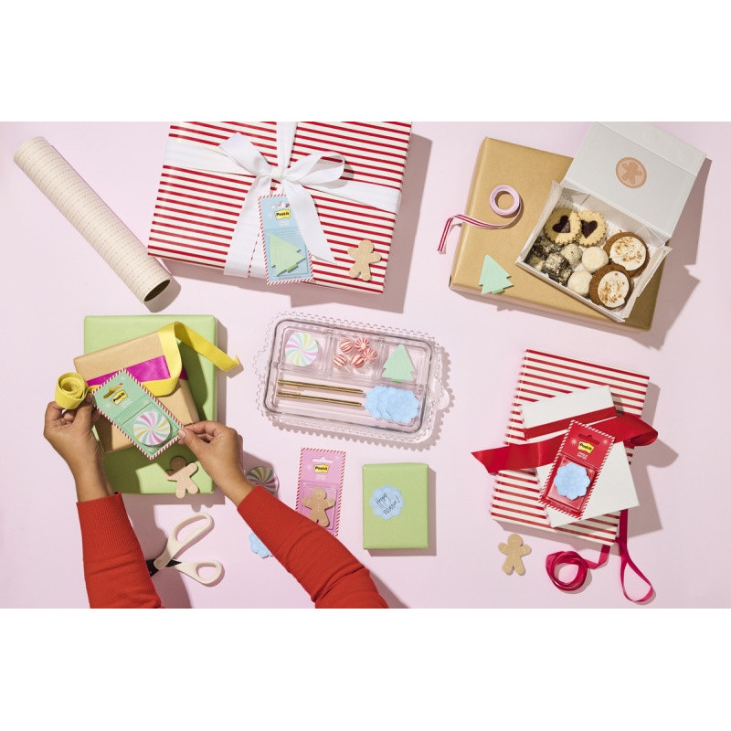 Karteczki samoprzylepne POST-IT® Notes Jingle (EMHOL25-JN-MC), 4 wzory, 50 ark./bloczek, 48 bloczków, mix kolorówblister pack