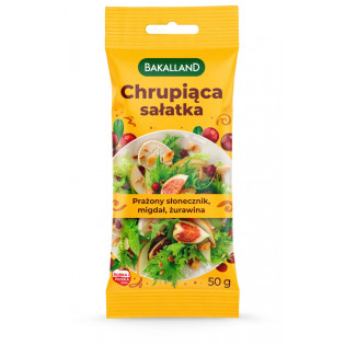 Chrupiąca sałatka BAKALLAND, mix prażonych ziaren z żurawiną, 50g