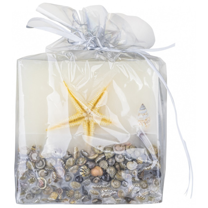 Świeca kwadrat DONAU HOME Brezza, 90x90mm, morska bryza, biały