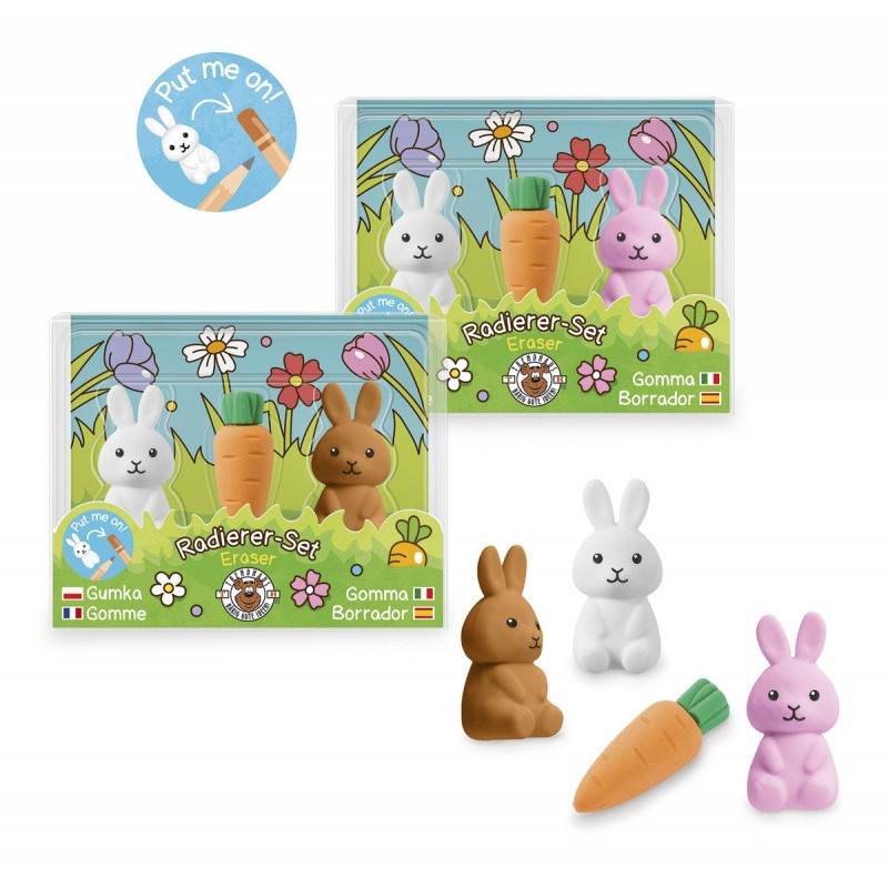 Zestaw gumek do ścierania „Zajączki i marchewka” TRENDHAUS CHS-6, mix kolorów