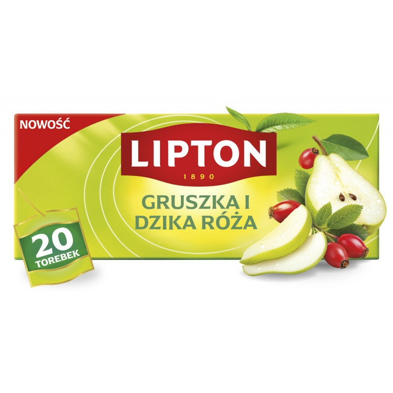 Herbata LIPTON owocowa, gruszka i dzika róża, 20 torebek