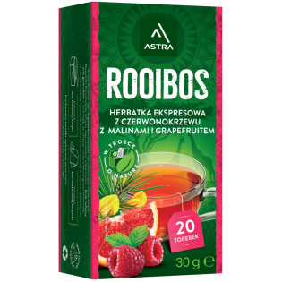 Herbata ASTRA Rooibos, z malinami i grejpfrutem, 20 torebek