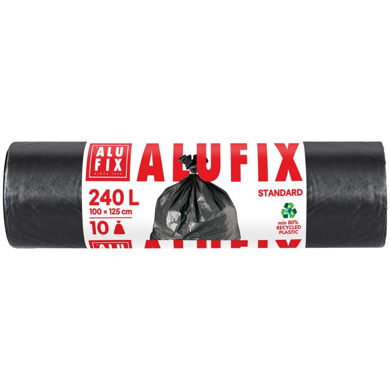 Worki na śmieci ALUFIX, LDPE, 240l, 10 szt., czarne