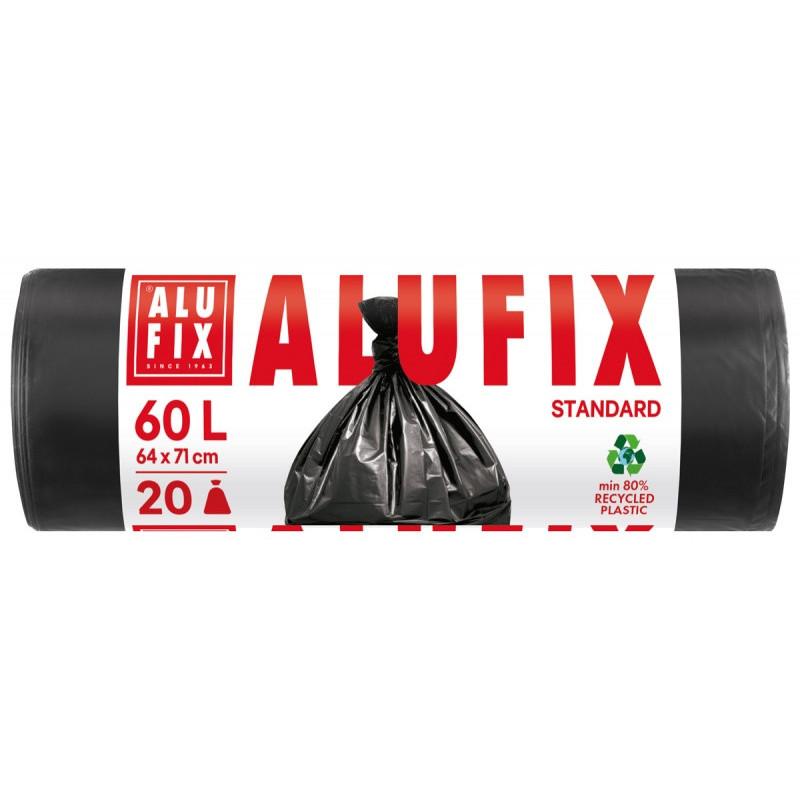 Worki na śmieci ALUFIX, HDPE, 60l, 20 szt., czarne
