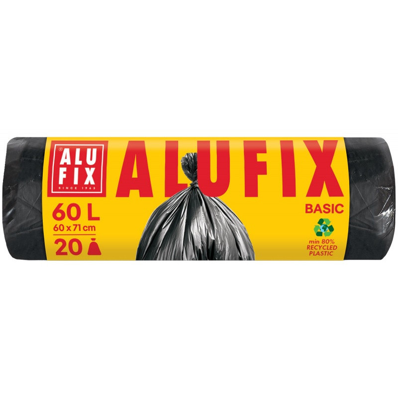 Worki na śmieci ALUFIX Economy, HDPE, 60l, 20 szt., czarna