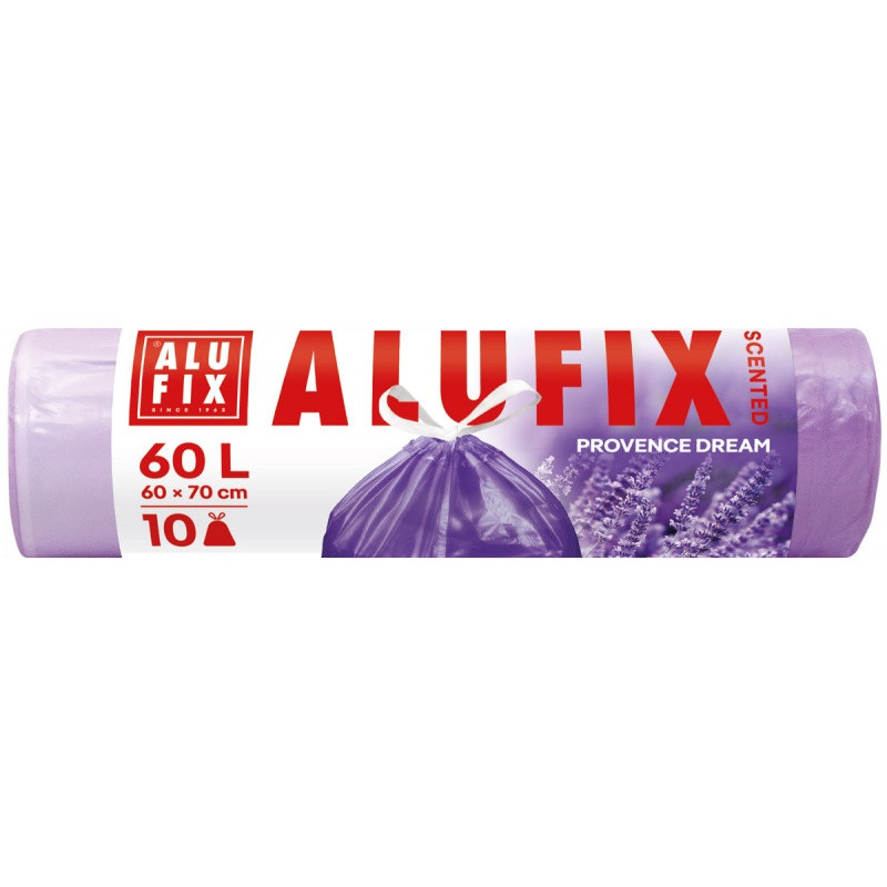 Worki na śmieci ALUFIX, lawendowe, HDPE, 60l, 10 szt., fioletowe