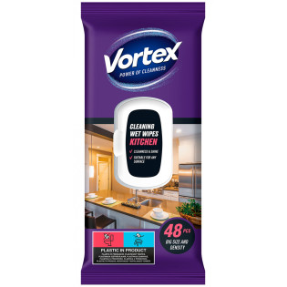 Chusteczki nawilżane VORTEX, do kuchni, z klapką, 48 szt.