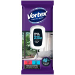 Chusteczki nawilżane VORTEX, do szyb i luster, z klapką, 48 szt.
