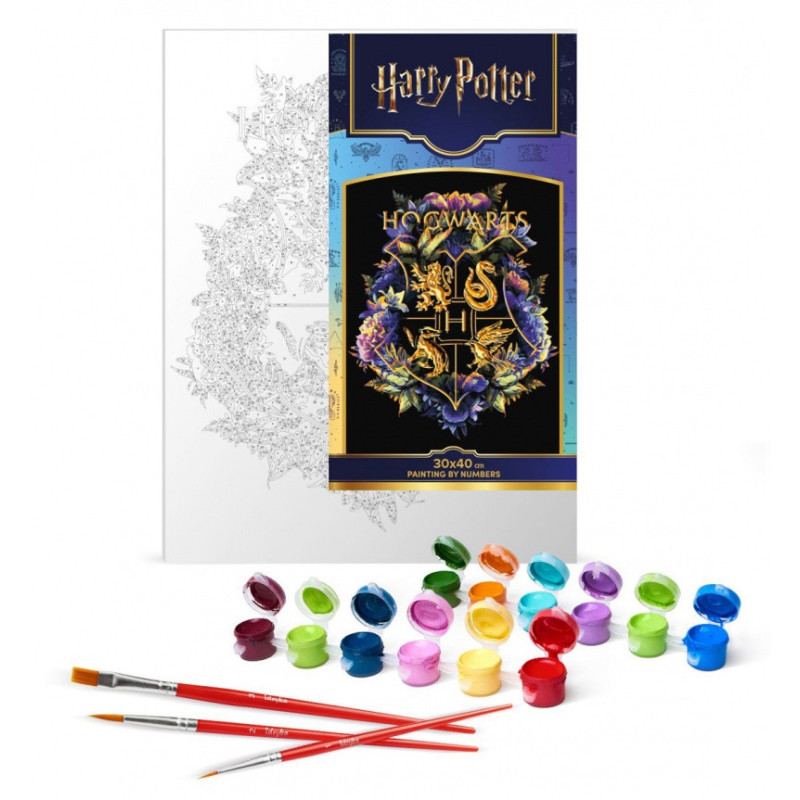 Malowanie po numerach IDEYKA, 30x40cm, metallic, Harry Potter - Herb Hogwartu, 1 szt.