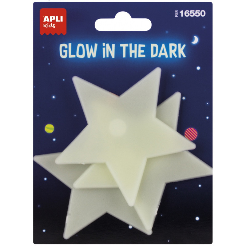 Naklejki świecące w ciemności APLI, gwiazdy, 3 szt.