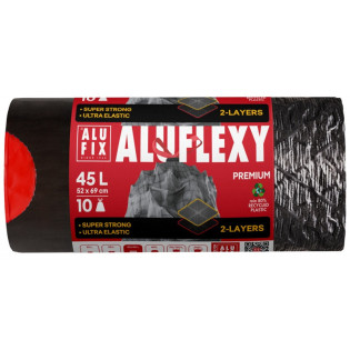Worki na śmieci ALUFIX Aluflexy, z taśmą, LDPE, 45l, 10 szt., stalowe