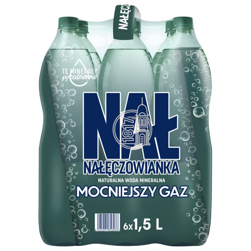 Woda mineralna NAŁĘCZOWIANKA, mocny gaz, 1,5l, kau
