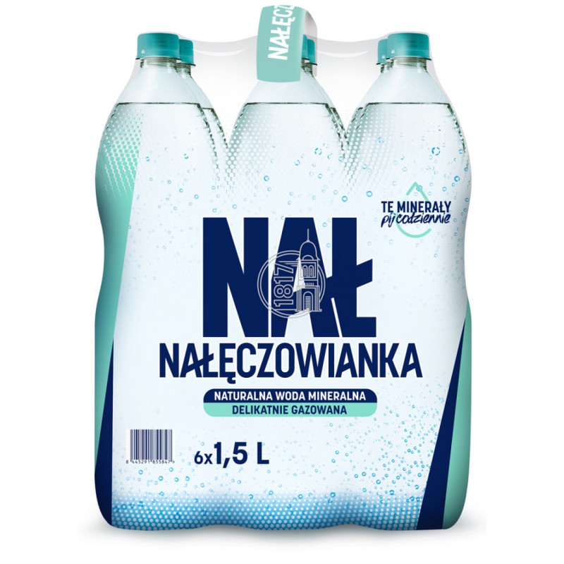 Woda mineralna NAŁĘCZOWIANKA, delikatny gaz, 1,5l,