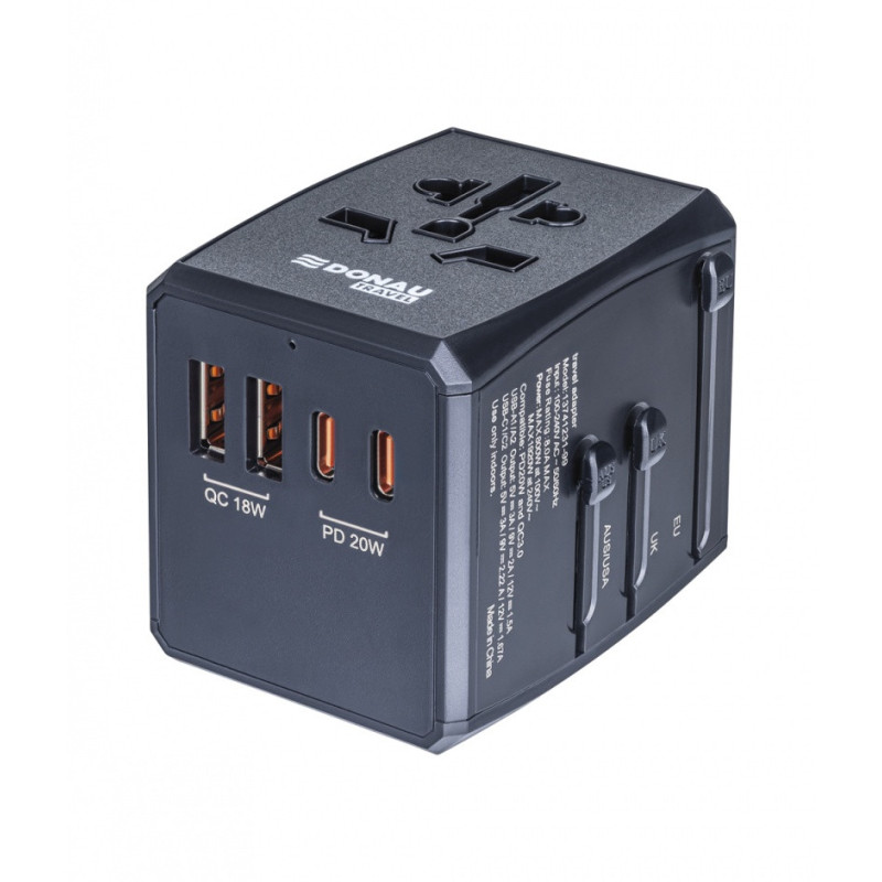 Adapter podróżny DONAU TRAVEL 904, czarny