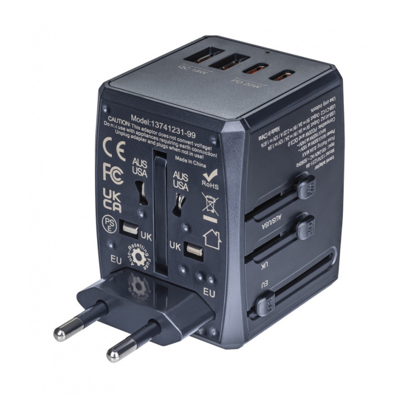 Adapter podróżny DONAU TRAVEL 904, czarny