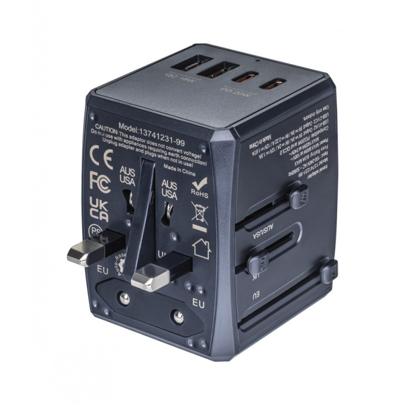 Adapter podróżny DONAU TRAVEL 904, czarny