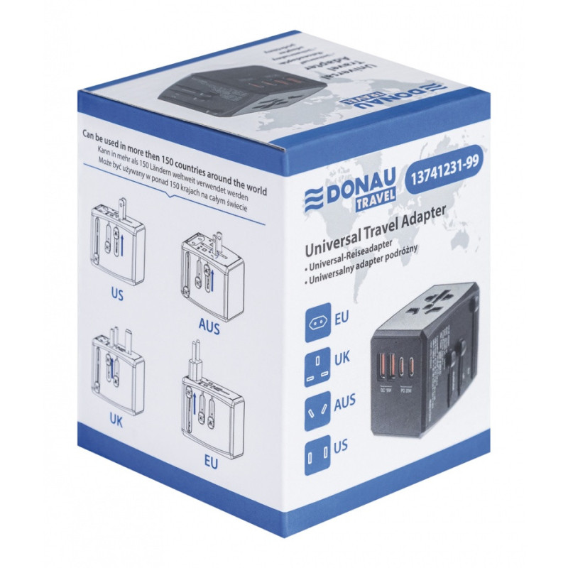 Adapter podróżny DONAU TRAVEL 904, czarny