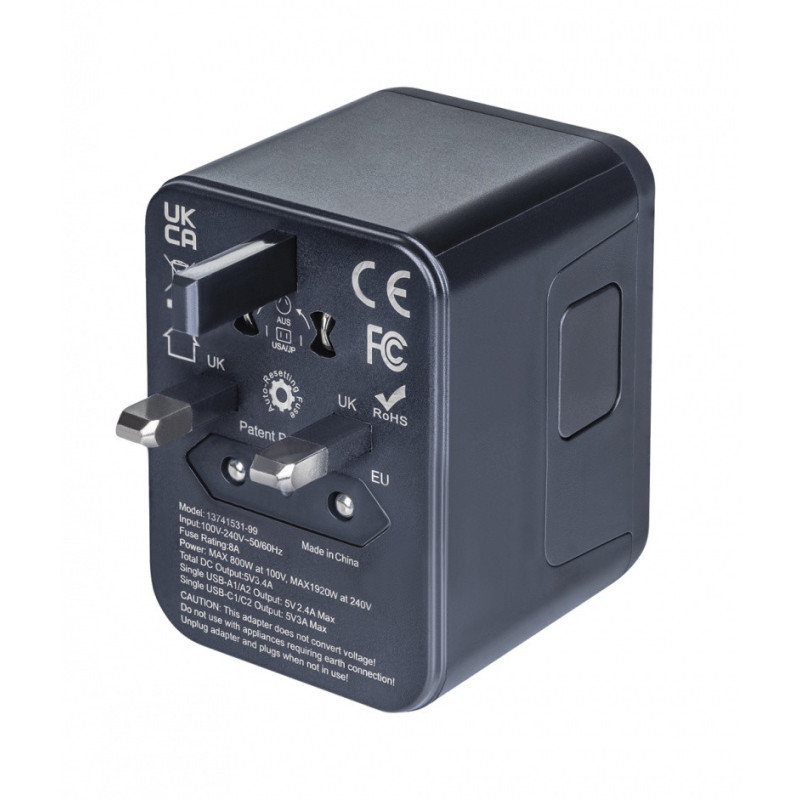 Adapter podróżny DONAU TRAVEL 521, czarny