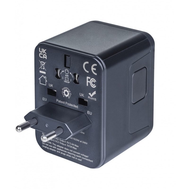 Adapter podróżny DONAU TRAVEL 521, czarny