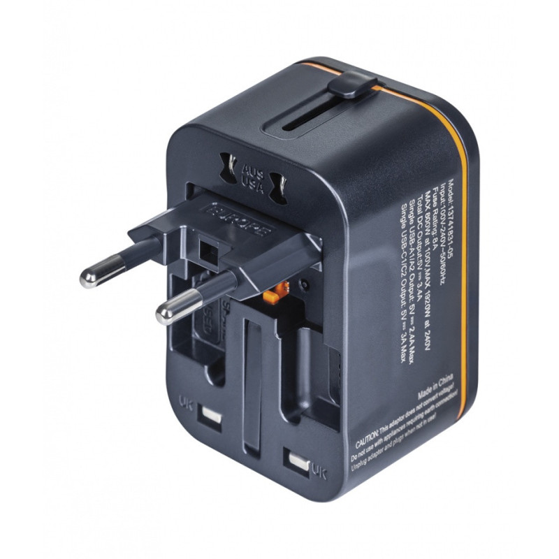 Adapter podróżny DONAU TRAVEL 205, czarny