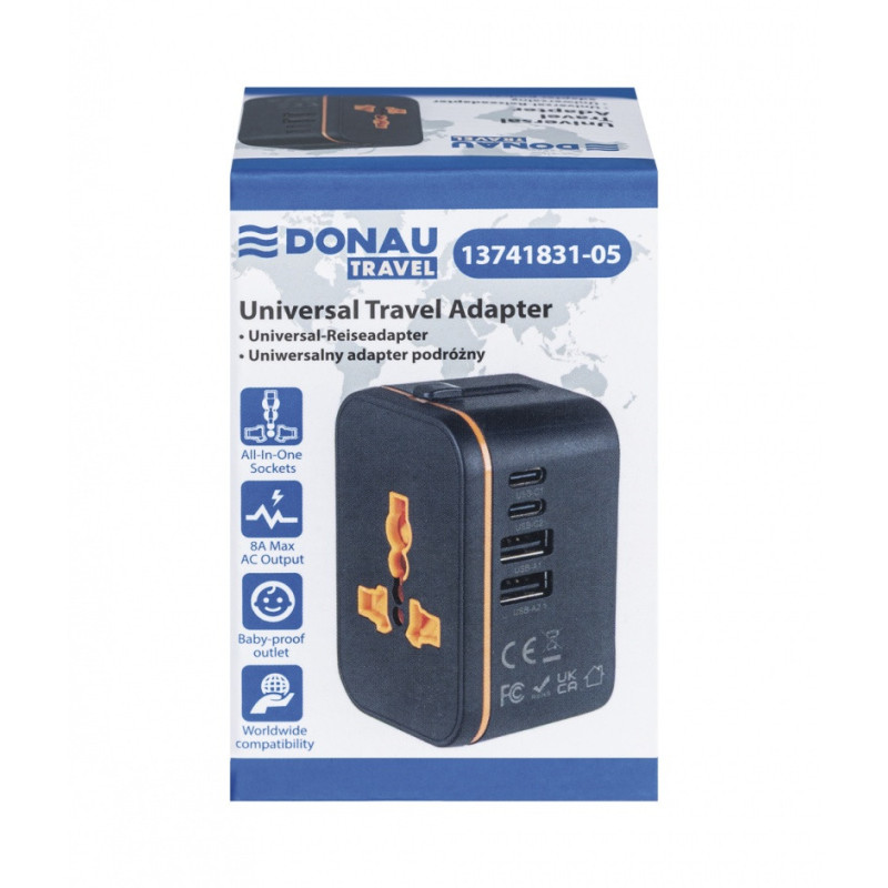 Adapter podróżny DONAU TRAVEL 205, czarny